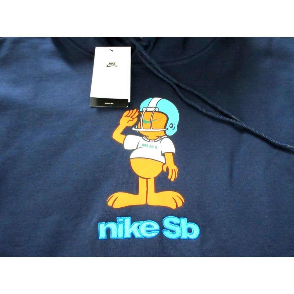 Nike SB Men's Fleece Football Logo Skate Hoodie Navy Blue Orange Sizes M/L NWT - Picture 4 of 4